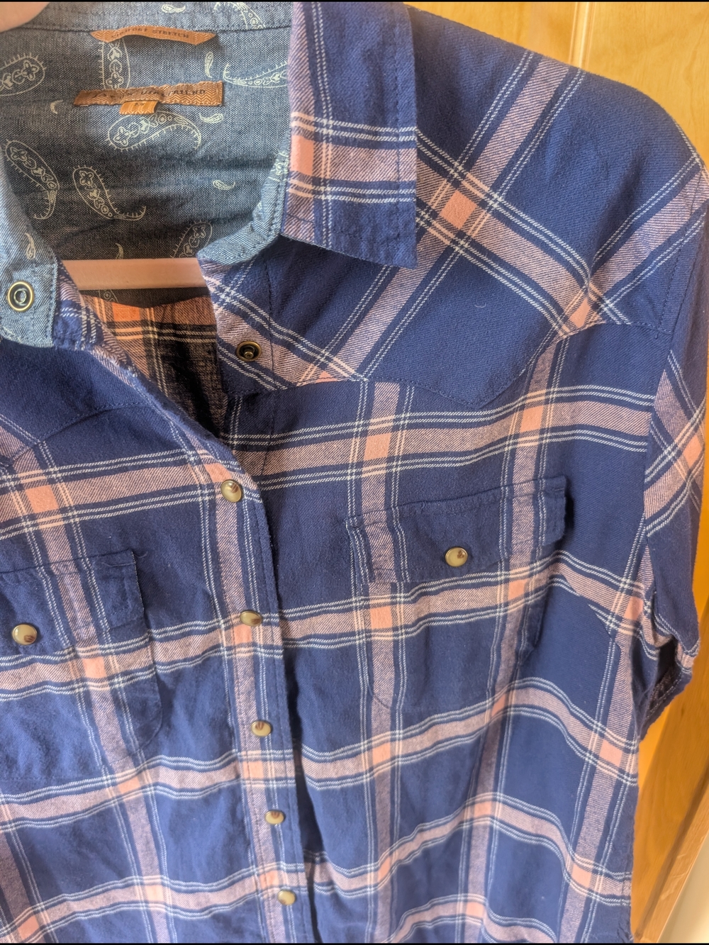 JACHS Girlfriend Navy and Pink Plaid Snap-Front Shirt - Picture 6 of 9